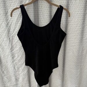 Black Ribbed Bodysuit